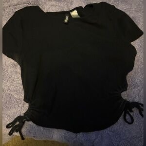 Divided Black Short Sleeve Top